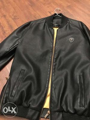 Black Leather Full-zip Jacket new fixed price