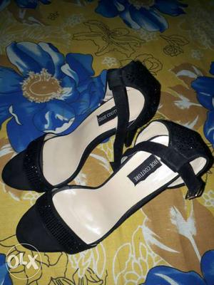 Black Open-toe Ankle-strap Heeled Sandals