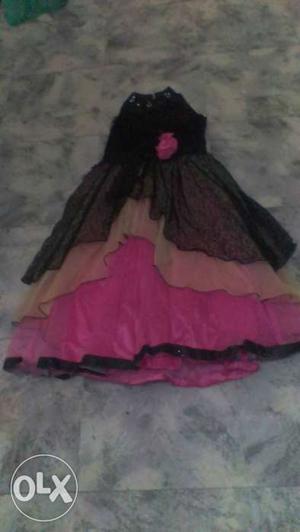 Black,white,pink Sleeveless Dress