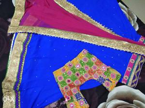 Blue And pink Ghagra Choli Traditional Dress