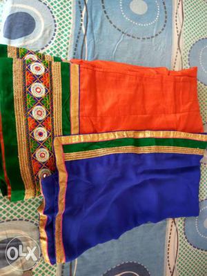 Blue, Orange, Green, And Yellow Sari