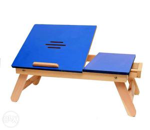 Brown And Blue Wooden Laptop Tabletop