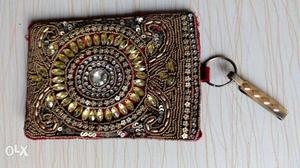 Brown. Gray And Black Beaded Purse