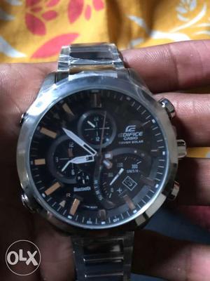 Casio Edifice Chronograph Watch With Silver Link Bracelet