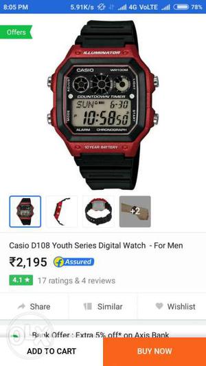 Casio watch in showroom condition. with bill box