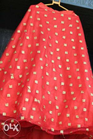 Designer red embroidered skirt