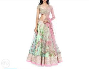 Fashion printed embroidery women lehnga with