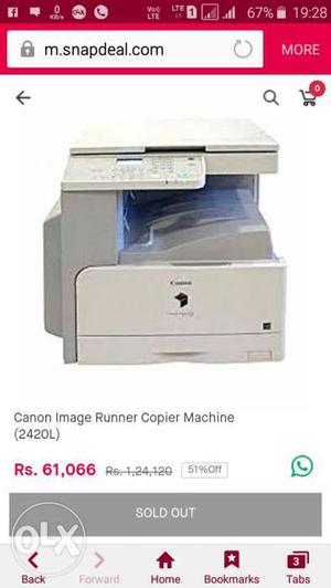 Gray Canon Image Runner Copier Machine