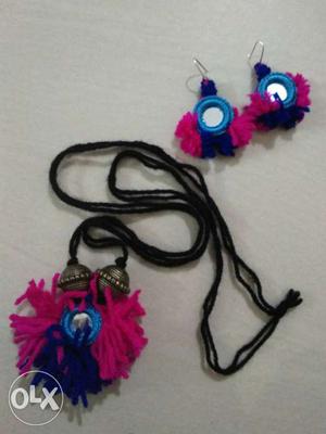 Handmade ornament using thread(majanda,navy blue,