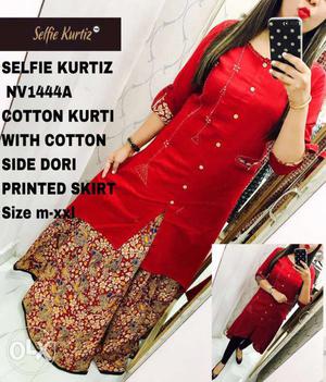 NV selfie a kurti with skirt