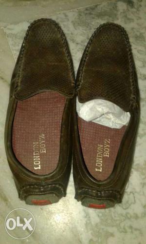 Pair Of Brown London Boyz Leather Loafers