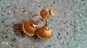 Pair Of Brown Silk Earrings