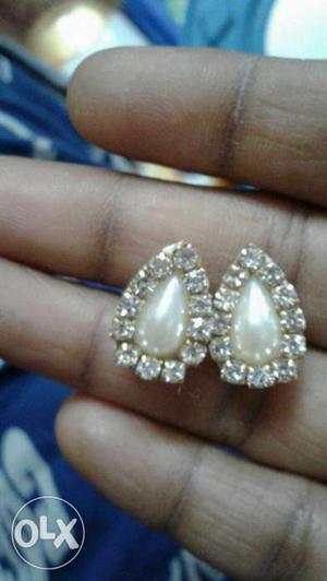Pair Of Gold Pearl Drop Earrings