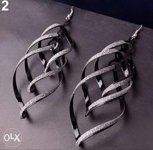 Pair Of Silver-colored Hook Earrings