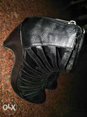 Pair Of Women's Black Leather Gladiator Boots