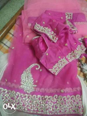 Pink-and-gray Traditional Dress Set