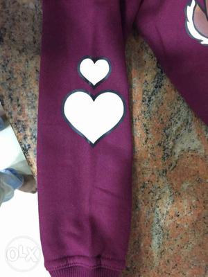 Purple And White Heart Patch Pants