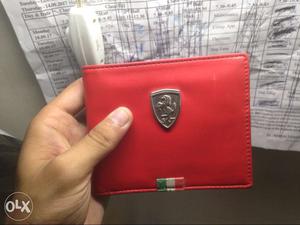 Red Leather Bi-fold Wallet