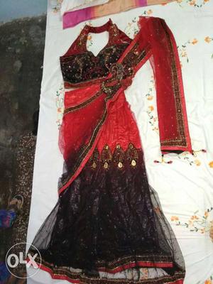 Red-and-black Ghagra Choli Traditional Dress