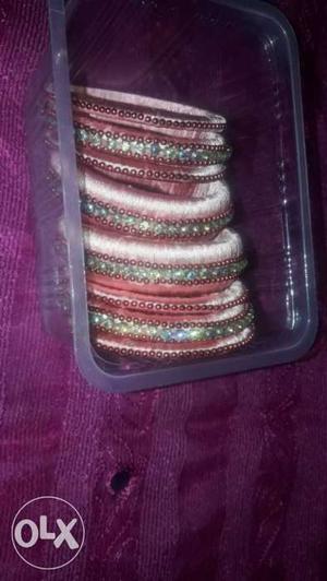 Set of bangles with silk thread and beads