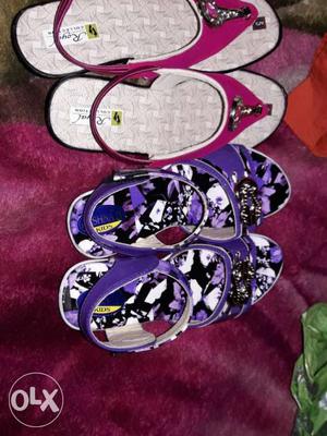Two Pairs Of Pink And Purple Sling Back Sandals