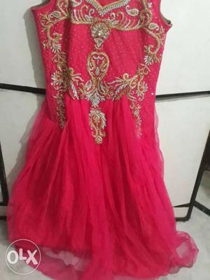 Women's Pink And Gold Sleeveless Dress