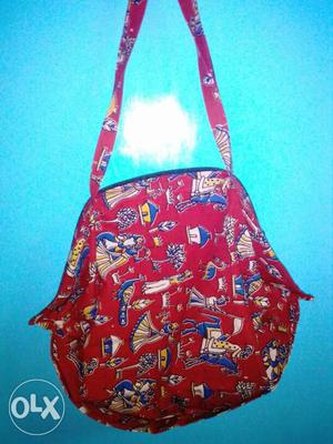 Women's Red And Blue Hand Bag