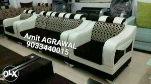 3-piece Black Fabric Sofa Set