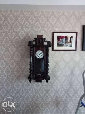 Antique Pendulum Teak Wood Clock with Hourly Bell