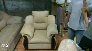 Beige Velvet Sofa Chair