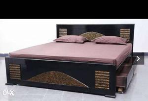 Black And Gold Wooden Storage Bed