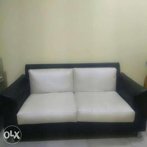 Black And White Leather Loveseat