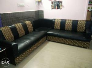 Black And Yellow Leather Sectional Couch