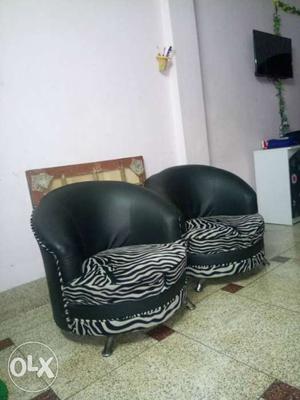 Black-and-white Leather Zebra Sofa Chairs