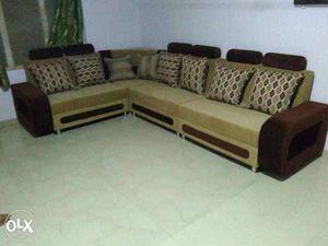 Brown And White Sectional Couch