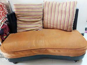 Brown Leather Cuddle Sofa