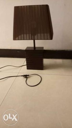Brown Wooden Base With Brown Lampshade Table Lamp