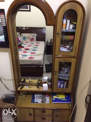 Brown Wooden Cupboard With Arch Mirror (Dressing)