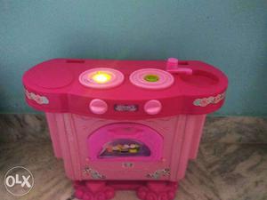 Children's Pink And Red Stove Plastic Toy