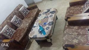 Full sofa set with one wooden table