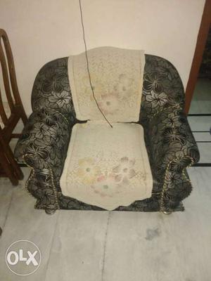 Gray And Black Floral Armchair
