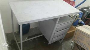 Gray Metal Framed Wooden Single-pedestal Desk