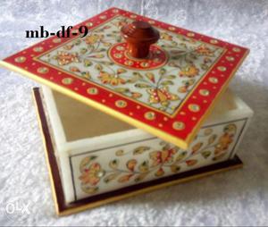 Handicraft marble box filled with dryfruits &