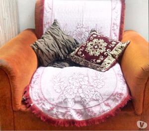 Orange Fabric Arm Chair. 2 pieces for urgent sale on as is b