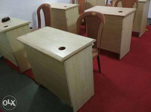 Rectangular Beige Wooden Desk