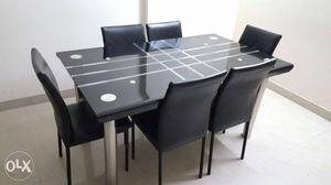 Rectangular Black 7-piece Dining Table Set