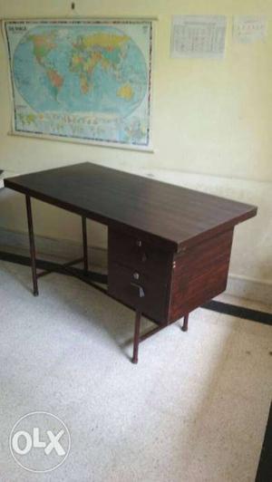 Rectangular Brown Wooden Desk Table