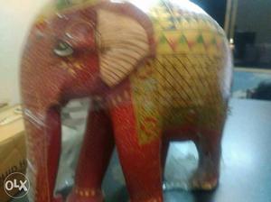 Red And Brown Mandala Elephant Figurine