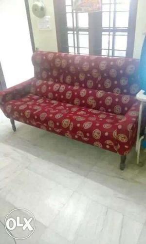 Red And White Printed Couch
