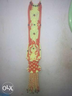 Red And Yellow Hanging Knit Decor
